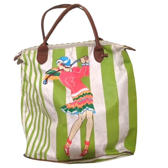 Vintage Handbags - Vintage Golf bag canvas leather handle straps fairway Links